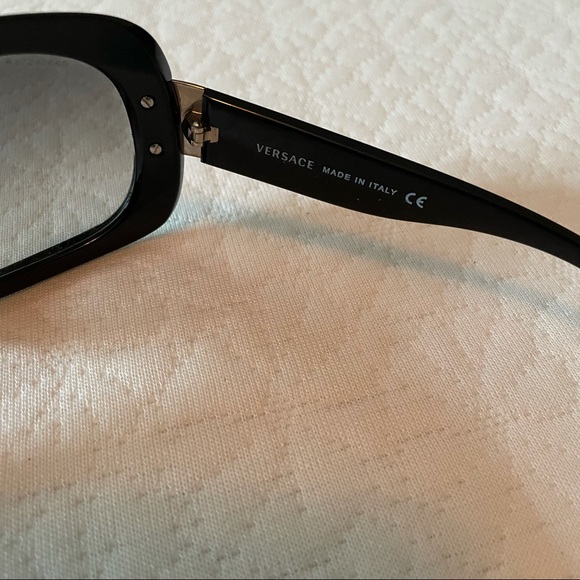 Versace Black Wraparound Sunglasses with Glossy Finish - Picture 5 of 9